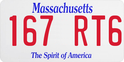 MA license plate 167RT6