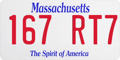 MA license plate 167RT7