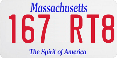 MA license plate 167RT8