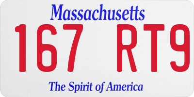 MA license plate 167RT9