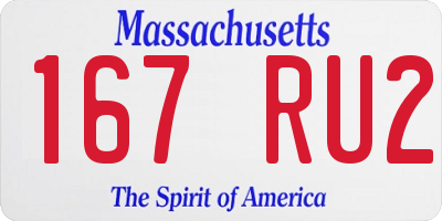 MA license plate 167RU2