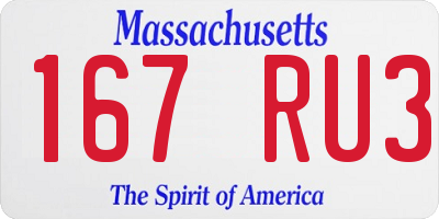 MA license plate 167RU3