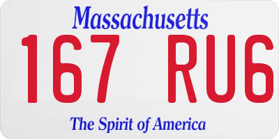 MA license plate 167RU6