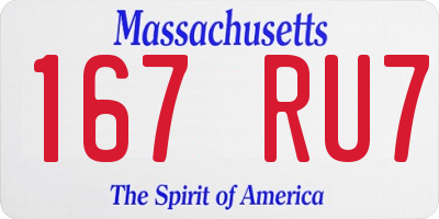 MA license plate 167RU7