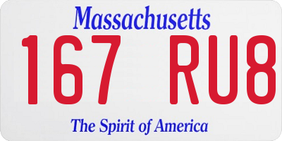MA license plate 167RU8