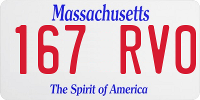 MA license plate 167RV0