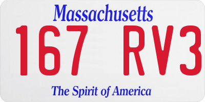 MA license plate 167RV3