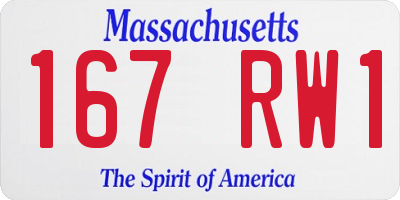 MA license plate 167RW1