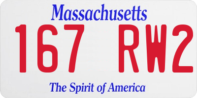 MA license plate 167RW2