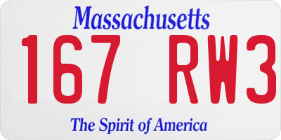 MA license plate 167RW3
