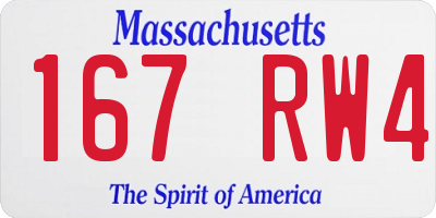 MA license plate 167RW4