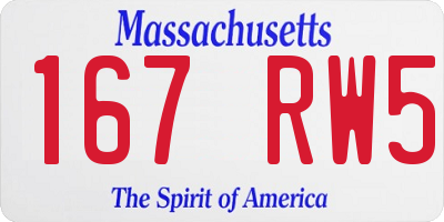 MA license plate 167RW5
