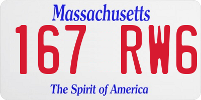 MA license plate 167RW6