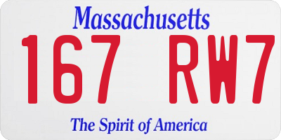 MA license plate 167RW7
