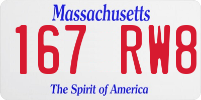 MA license plate 167RW8