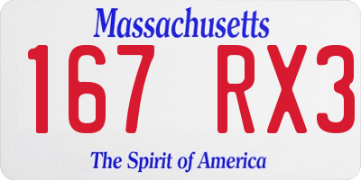 MA license plate 167RX3