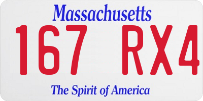 MA license plate 167RX4