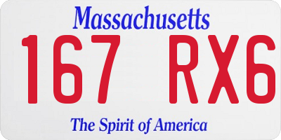 MA license plate 167RX6