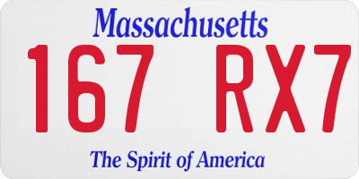 MA license plate 167RX7