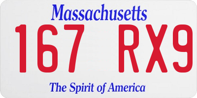 MA license plate 167RX9