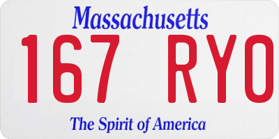 MA license plate 167RY0