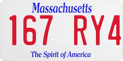 MA license plate 167RY4