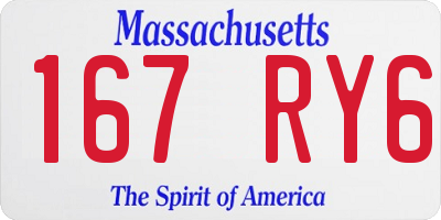MA license plate 167RY6