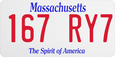 MA license plate 167RY7