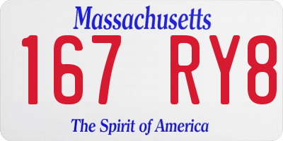 MA license plate 167RY8