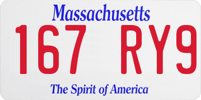 MA license plate 167RY9