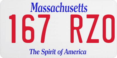 MA license plate 167RZ0