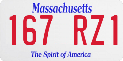 MA license plate 167RZ1
