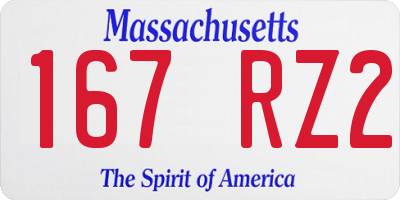 MA license plate 167RZ2