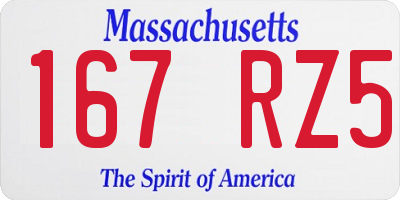 MA license plate 167RZ5
