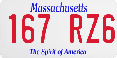 MA license plate 167RZ6