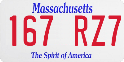 MA license plate 167RZ7