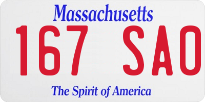 MA license plate 167SA0