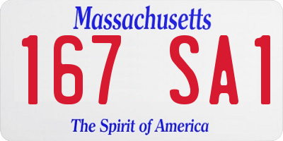 MA license plate 167SA1