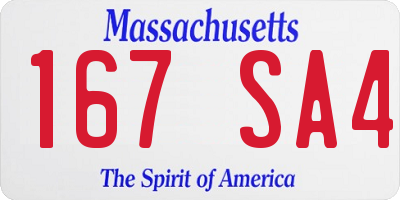 MA license plate 167SA4