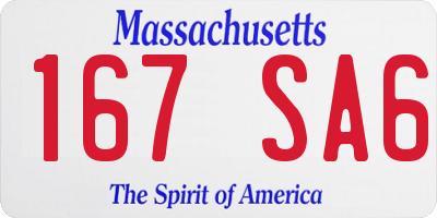 MA license plate 167SA6