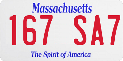 MA license plate 167SA7