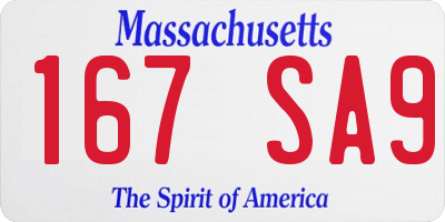 MA license plate 167SA9