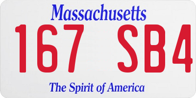 MA license plate 167SB4