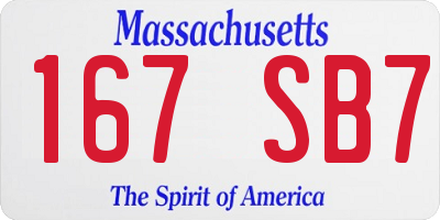 MA license plate 167SB7