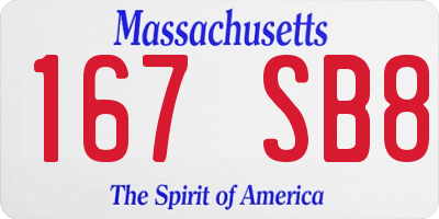 MA license plate 167SB8