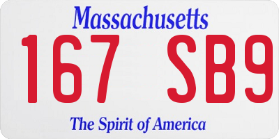 MA license plate 167SB9