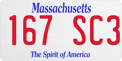 MA license plate 167SC3