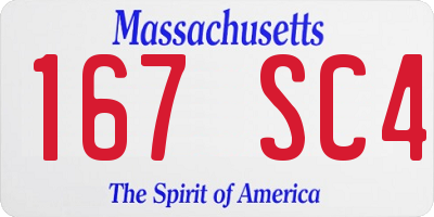 MA license plate 167SC4