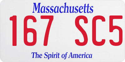 MA license plate 167SC5