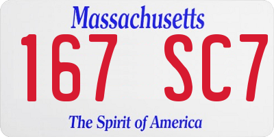 MA license plate 167SC7